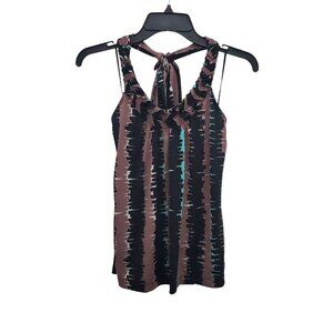 The Limited Womens Brown Black Abstract Liquid Knit Halter Neck Sleeveless Top S